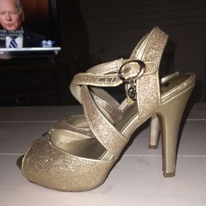 Gold Guess high heels